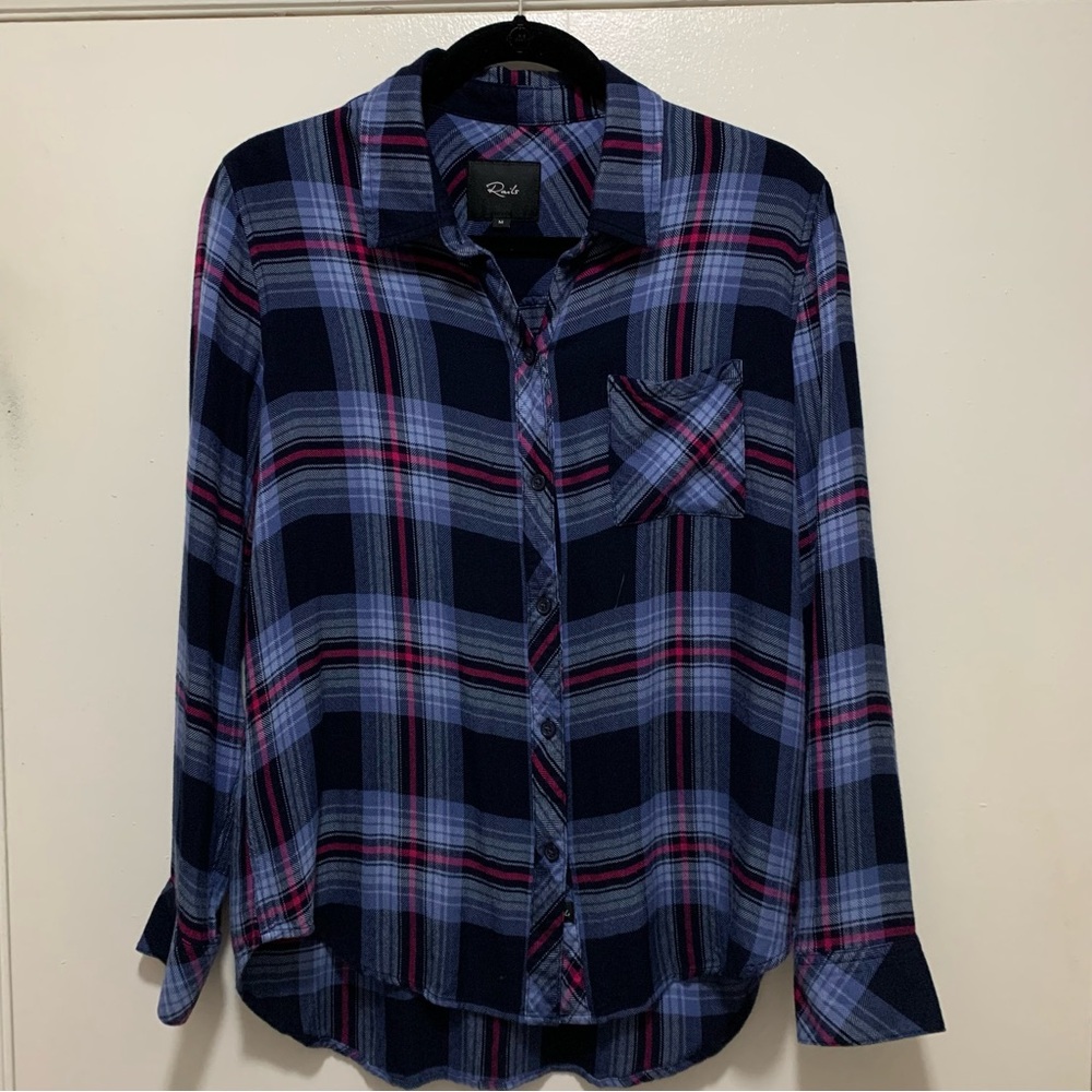 Rails, Hunter dusk plaid LS top, size medium